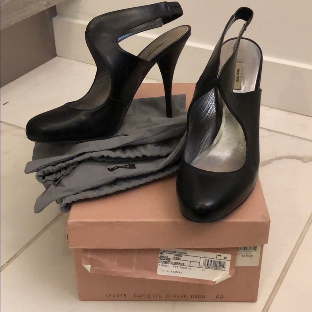Miu miu black ankle strap heels